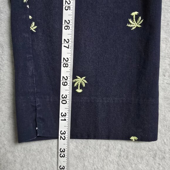 Talbots Womens Size 6 Navy Blue Palm Tree Curvy Ankle Cropped Chino Vacay Pants - Picture 8 of 12